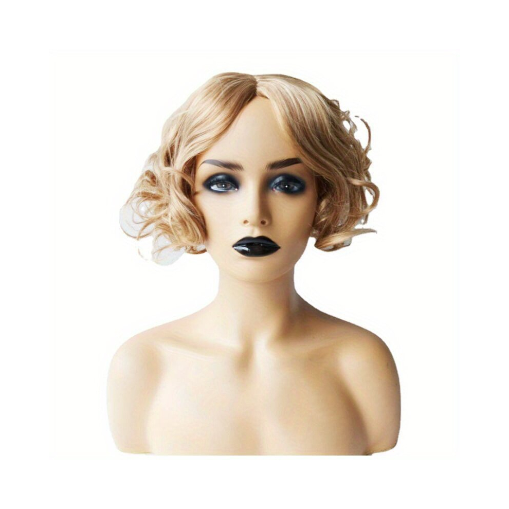 Womens Fluffy Short Curly Hair Short Curly Bob Cut Wig With Bangs Synthetic Wig Beginners Friendly Heat Resistant