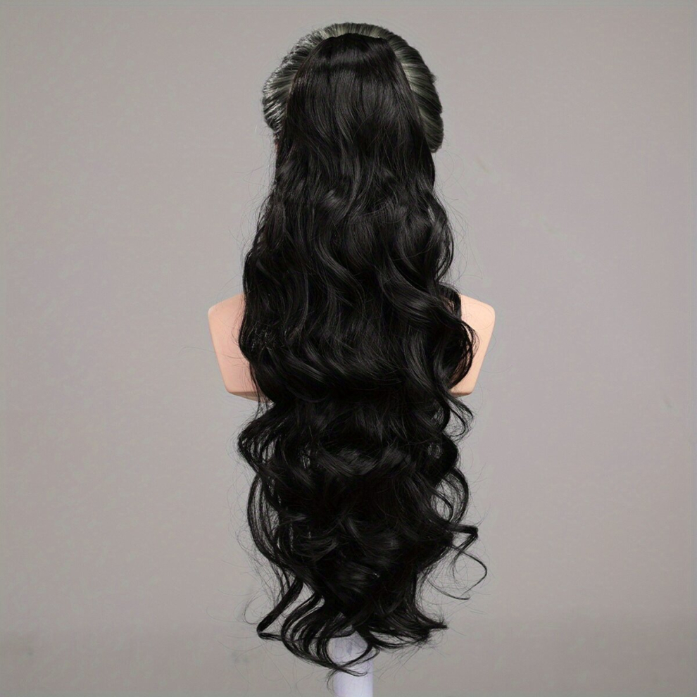 Drawstring Ponytail Long Curly Wavy Ponytail Extensions Synthetic Clip In Hair Extensions Natural Looking For Daily Use