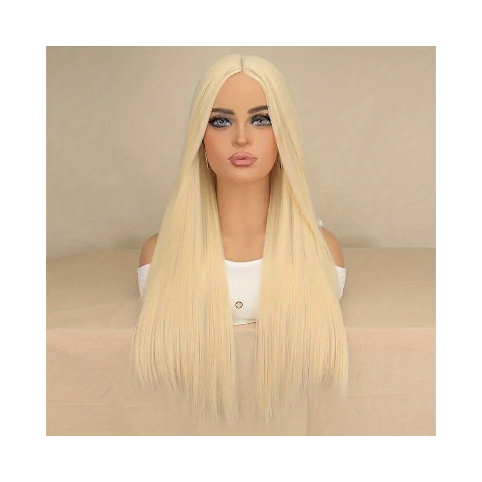 60 96 Cmblonde Long Curly Hair Long Wavy Synthetic Wig With Bangs Foe Women Cosplay Wig Halloween Party Wig