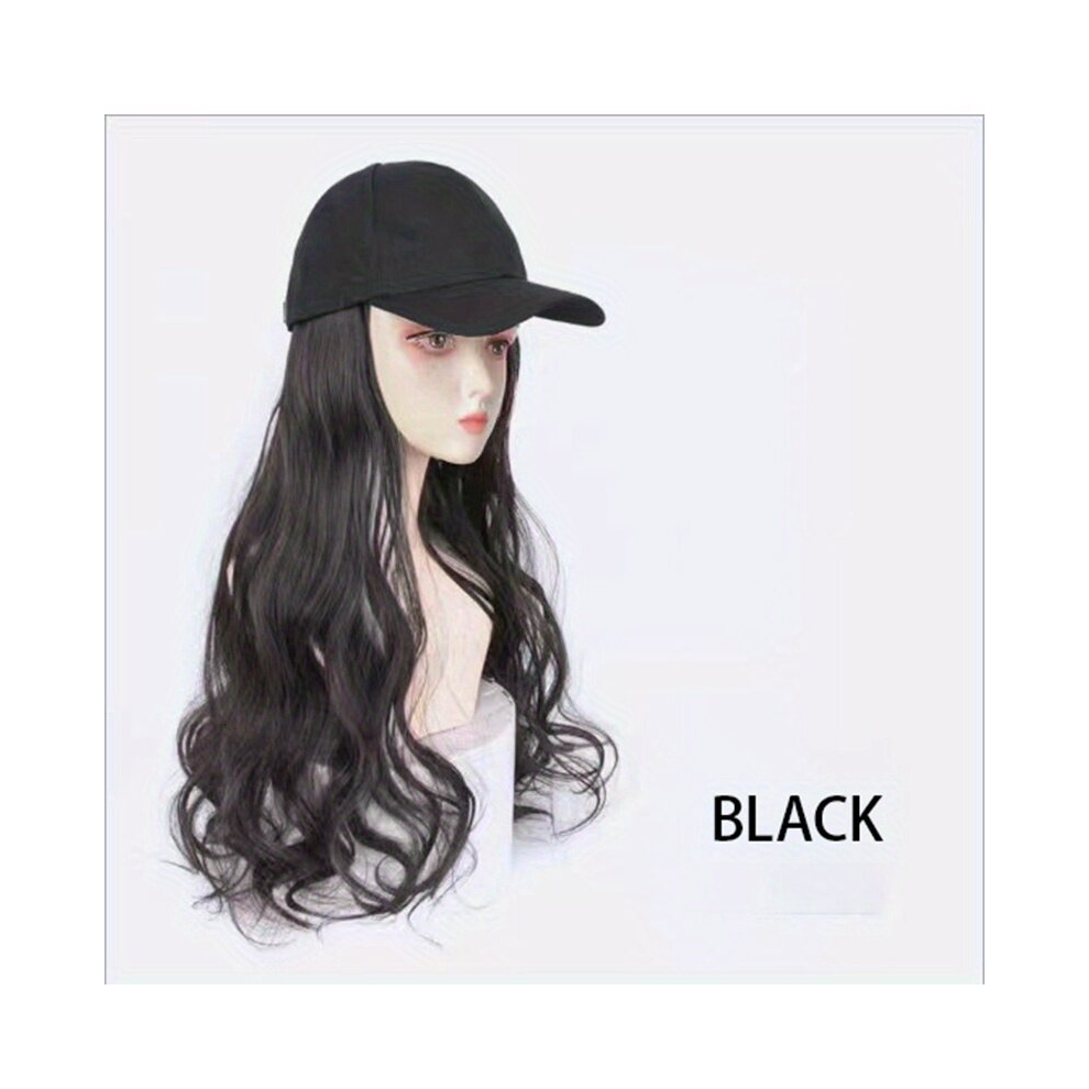 Hat Wig Long Curly Wig Synthetic Wig Beginners Friendly Heat Resistant Natural Looking For Daily Use