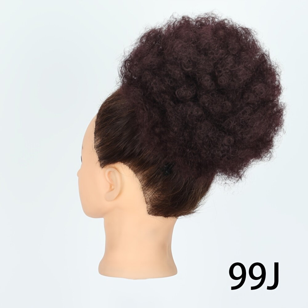 Afro Puff Ponytail Extension For Women Short Synthetic Afro Puff Drawstring Ponytail Reddish Brown Wig For Women