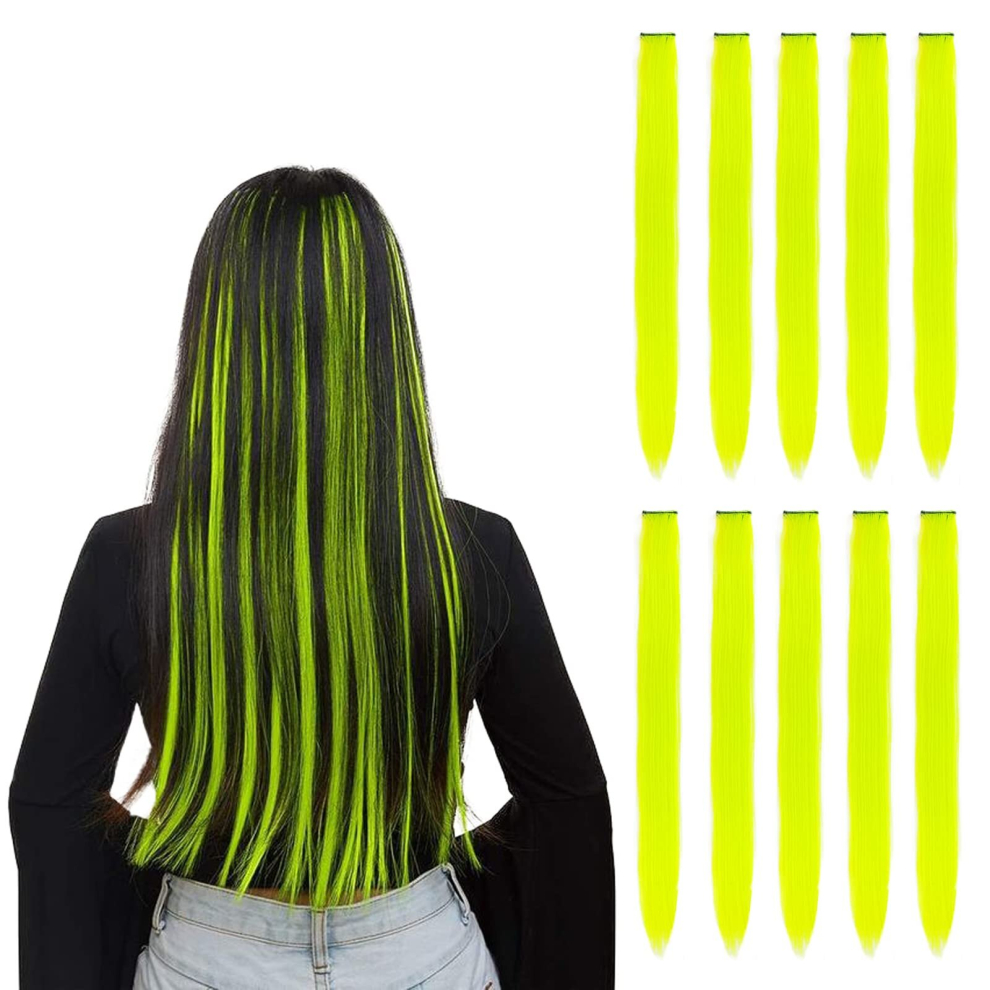 Party Highlights Clip In Colored Synthetic Hair Extensions Colors Straight Hair Pieces Rainbow Hairpieces Cosplay Party Y2K Style