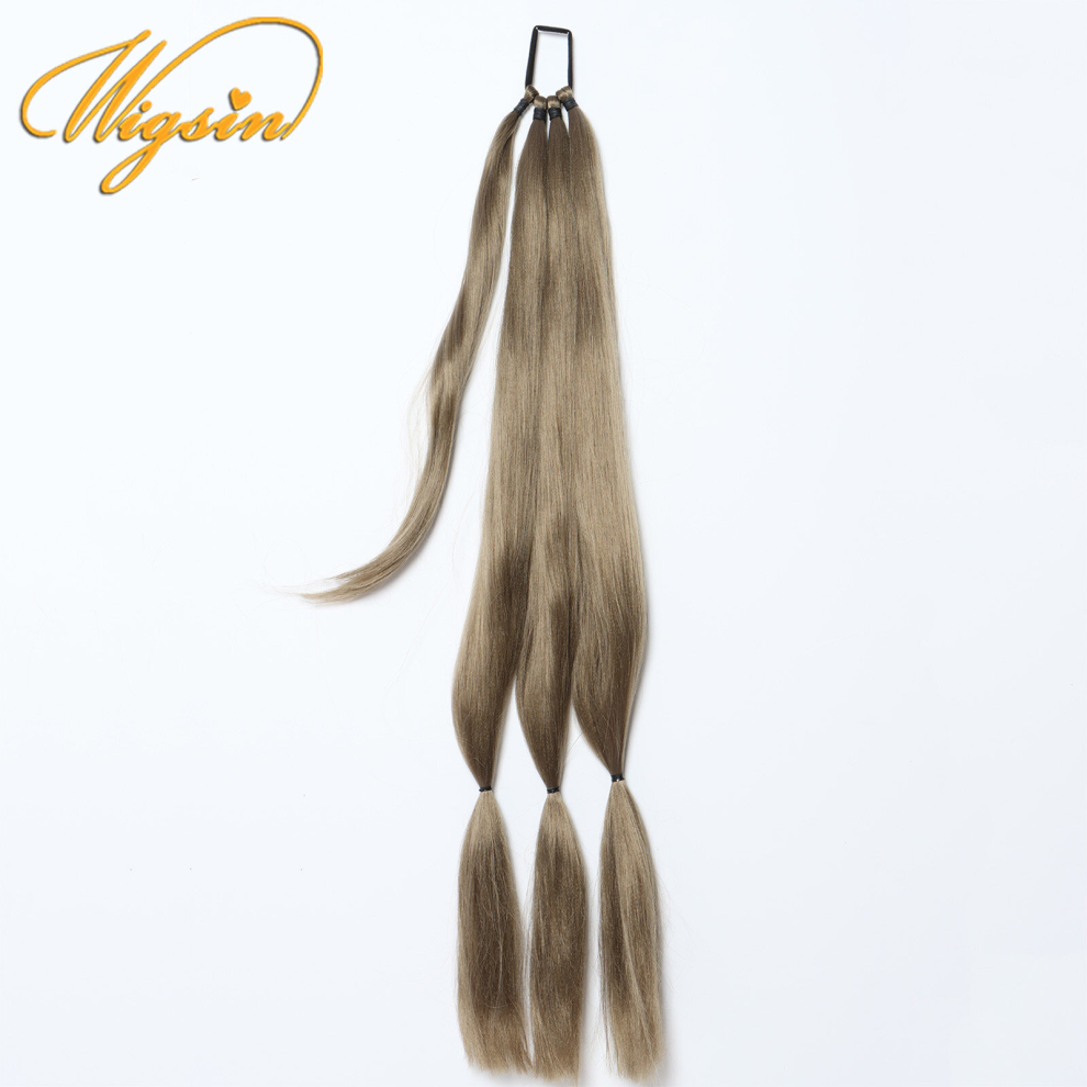 Unisex Multicoloured Long Synthetic Braided Ponytail Hairpiece Wrap Around Hair Extensions Pony Tail With Hair Tie