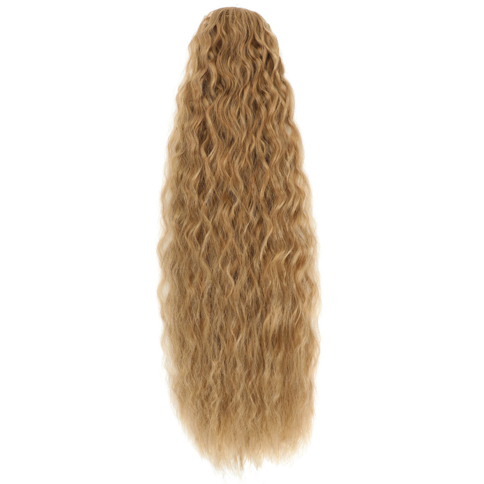 Unisex Multicoloured Synthetic Long Corn Wavy Clip In Ponytail Hair Extensions Natural Looking Drawstring Ponytail Extension For Women