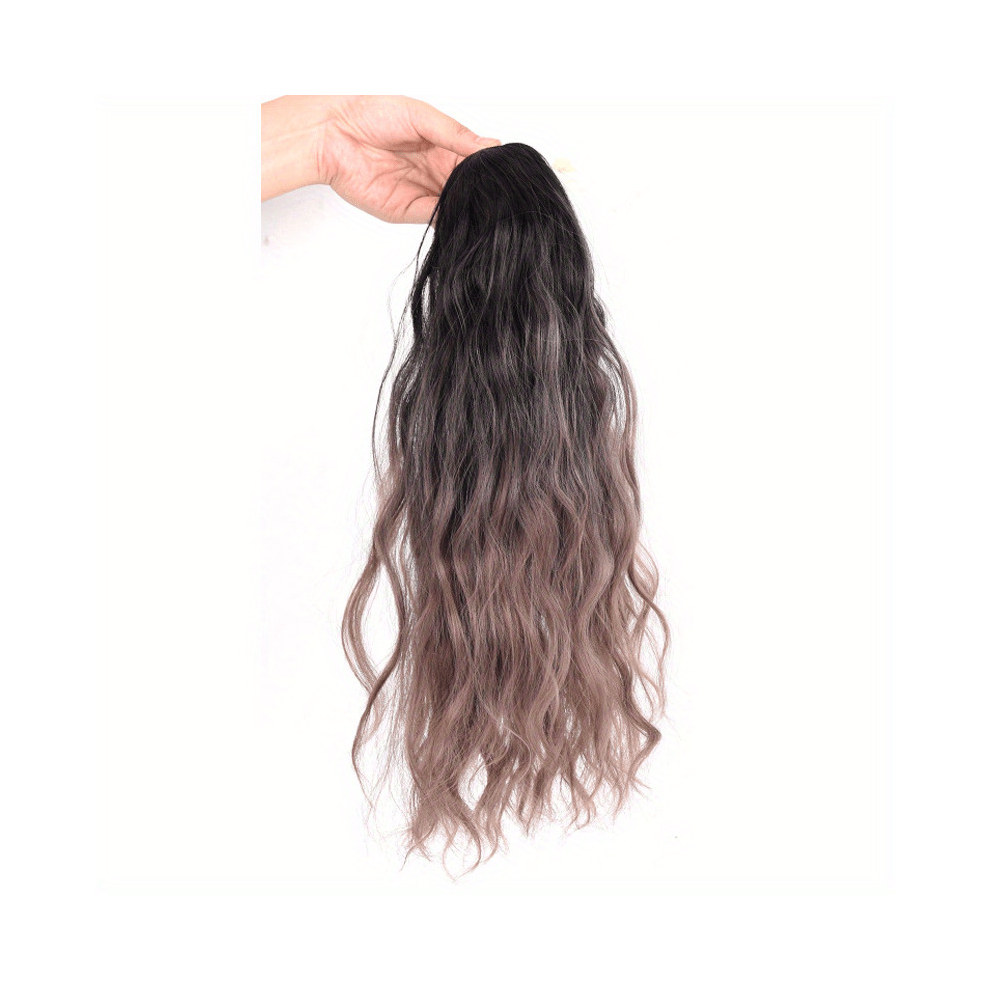 Unisex Multicoloured Long Curly Claw Ponytail Synthetic Clip In Hair Extensions