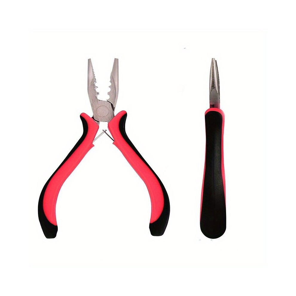 Unisex Multicoloured Microlinks Hair Extensions Kit Beads Hair Extensions Threader Pulling Hook Pliers Micro Link Tools 200Pcs Silicone Rings