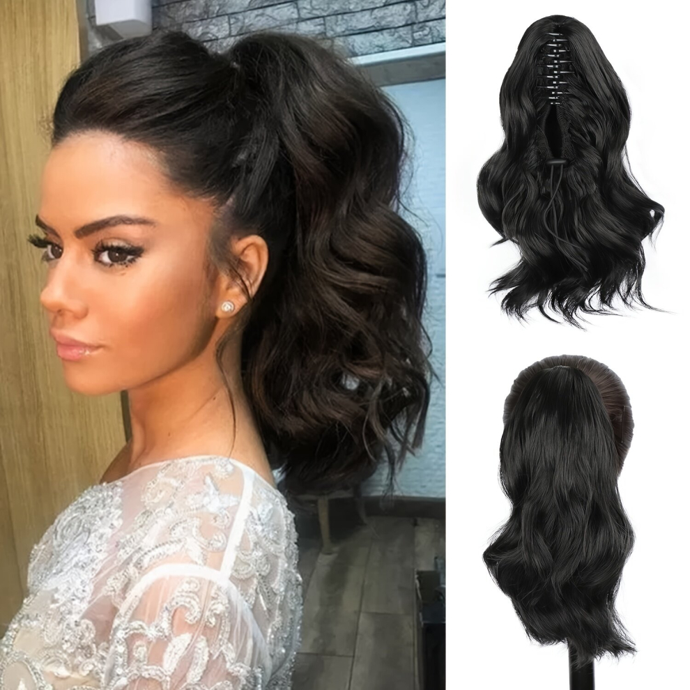 Unisex Multicoloured 10 Ponytail Extension Claw Clip Hair Extensions Short Claw Ponytail Wavy Synthetic Hairpiece For Women