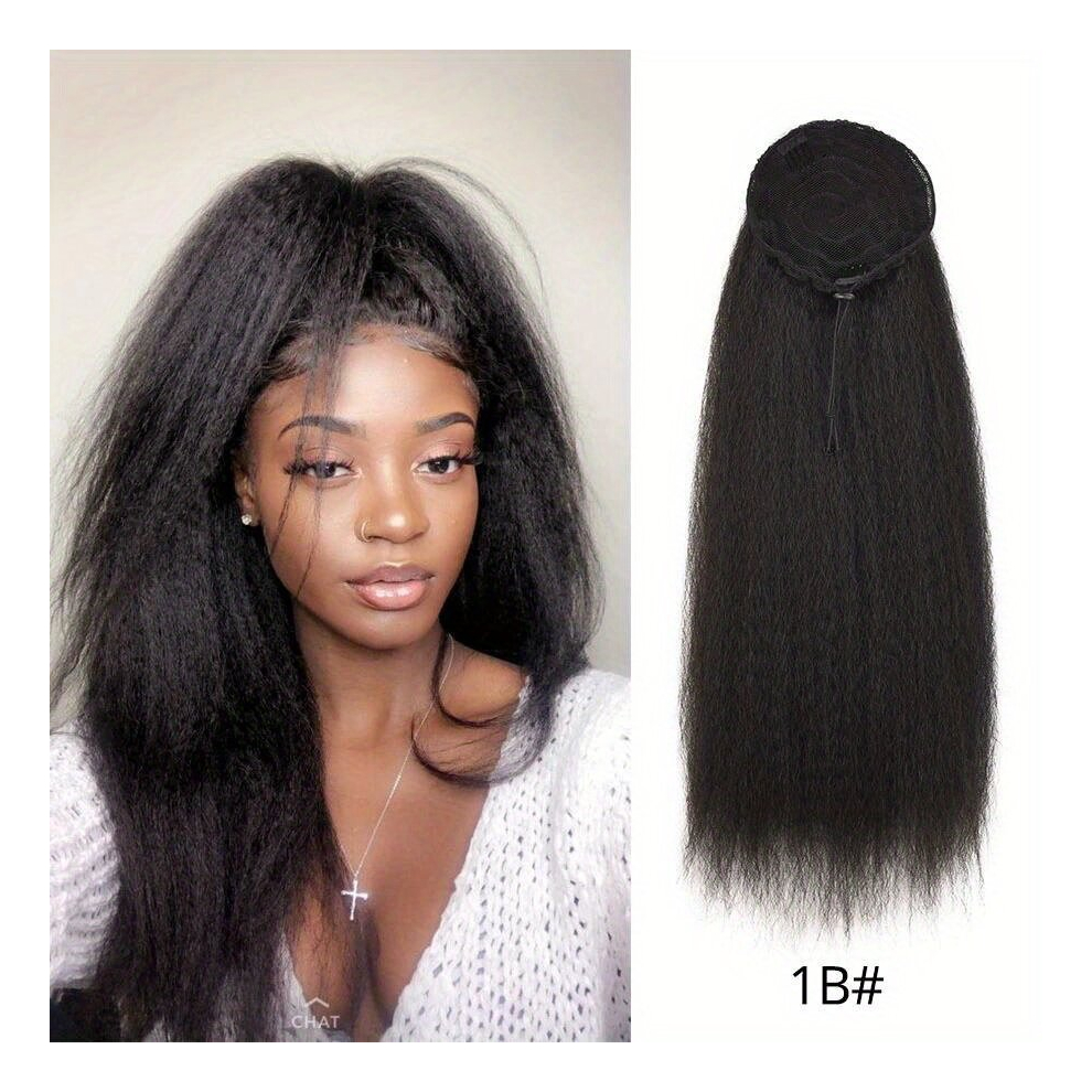 55 88 Cm Drawstring Ponytail Hair Extension Clip Synthetic Afro Kinky Straight Ponytail Hairpieces With Elastic Band Comb