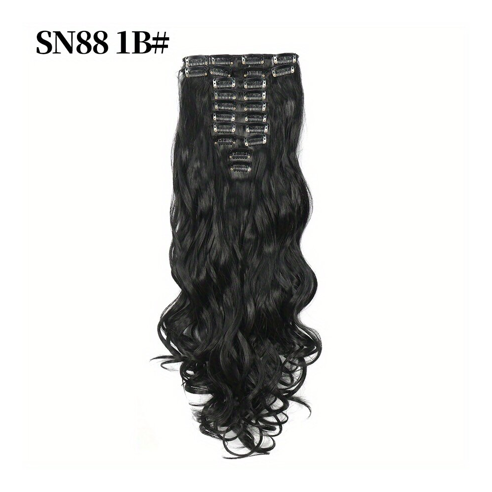 55 88 Cm Long Wavy Hair Extensions 12pcs Clip In Long Body Wave Synthetic Hair Extension For Women Girls