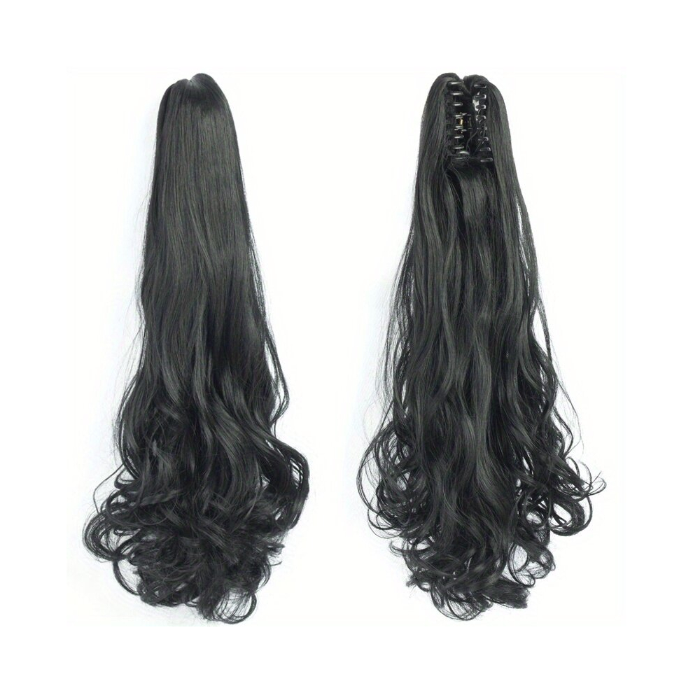 Unisex Multicoloured Synthetic Wavy Curly Ponytail Extensions Claw Clip On Ponytail Hair Extensions For Women Girl Natural Looking Ponytail Extensions