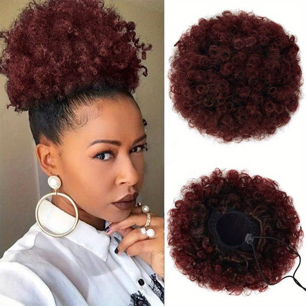Afro Puff Drawstring Ponytail For Women Short Kinky Curly Afro Ponytail Synthetic Hair Puffs Afro Bun Drawstring Ponytail For Women Girls