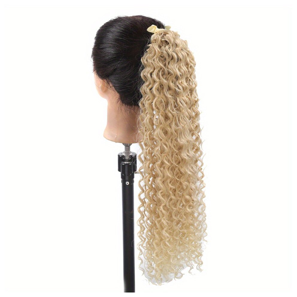 Unisex Multicoloured Long Curly Wave Clip In Ponytail Extension With Tie Synthetic Ponytail Extension For Women Hairpieces