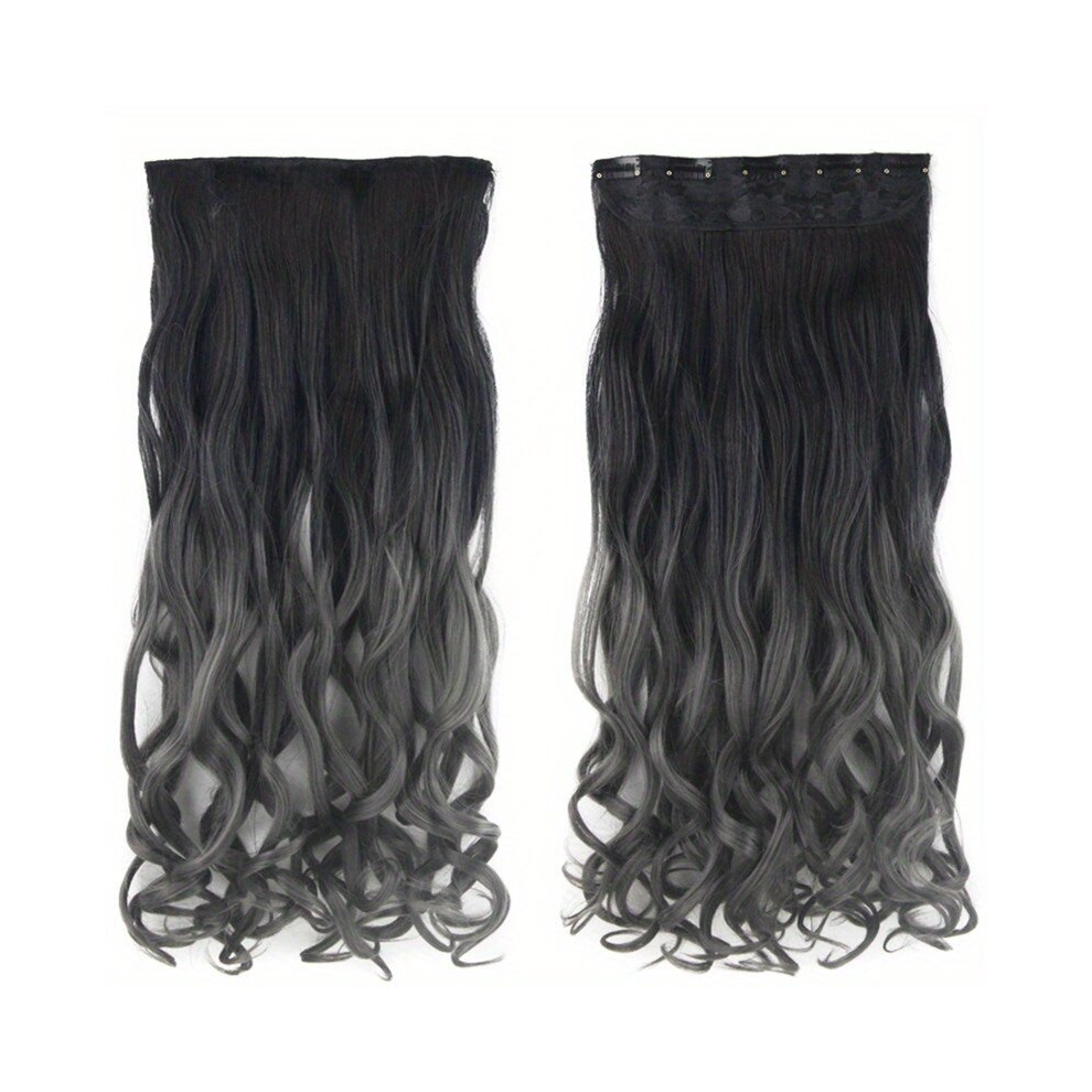 Two Tone Long Thick Hair Extensions 55 88 Cm Long Wavy Curly Hair Extensions Half Head Ombre Clip In Hair Extensions Hairpieces For Women