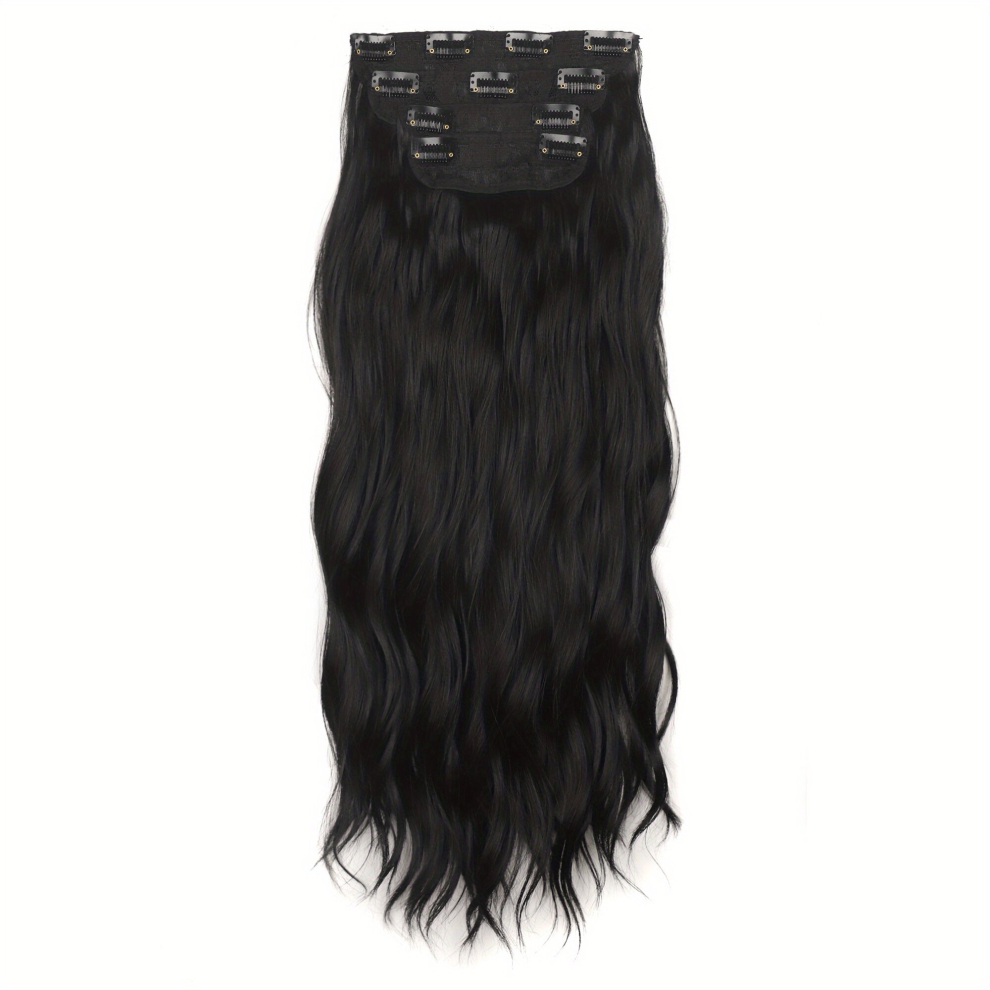 4pcs set Long Curly Hair Pieces Synthetic Clip In Hair Extensions Natural Looking For Daily Use