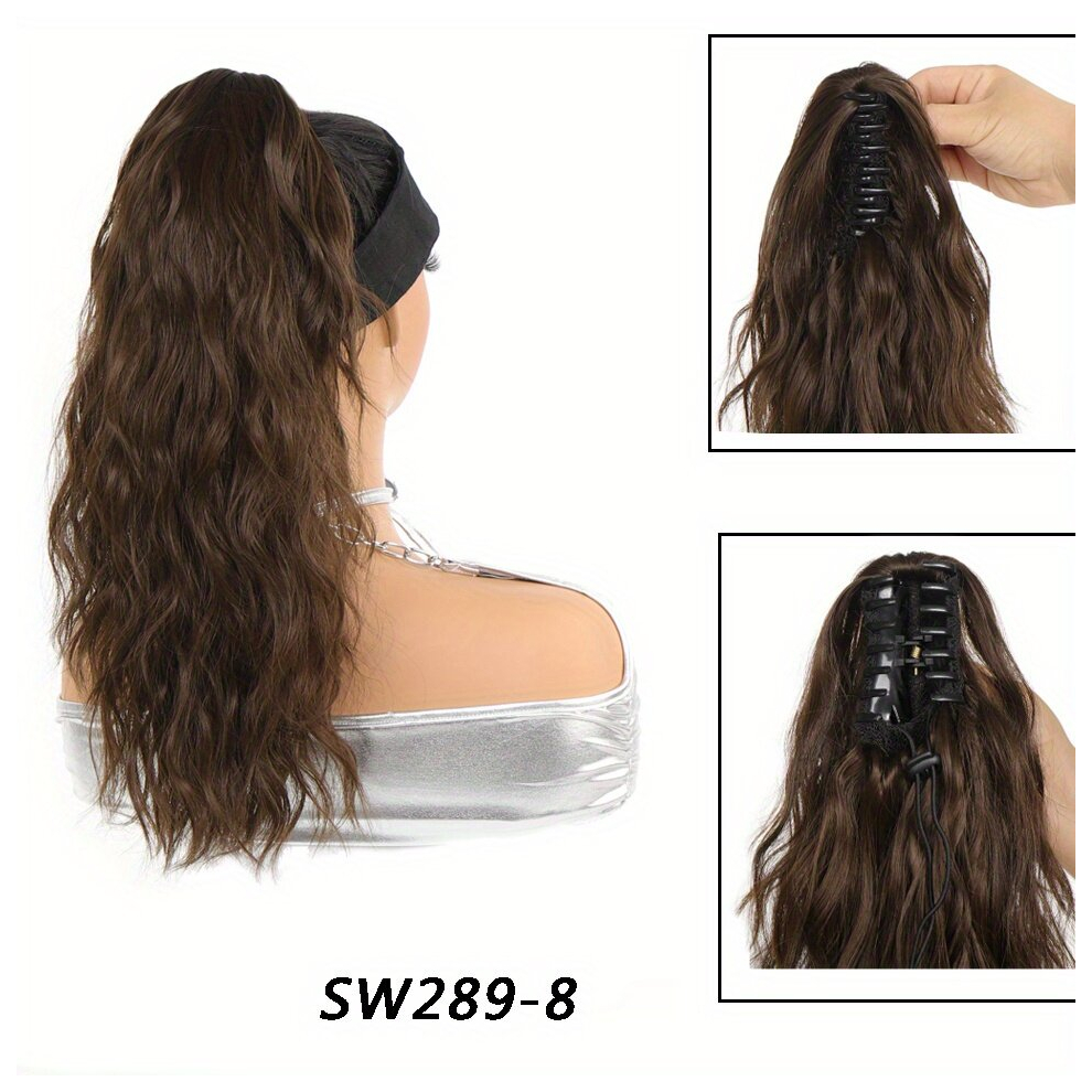 Unisex Multicoloured Fluffy Long Curly Hair With Ponytail Grip Natural Synthetic Extension For Womens Ponytail Wig And Braid