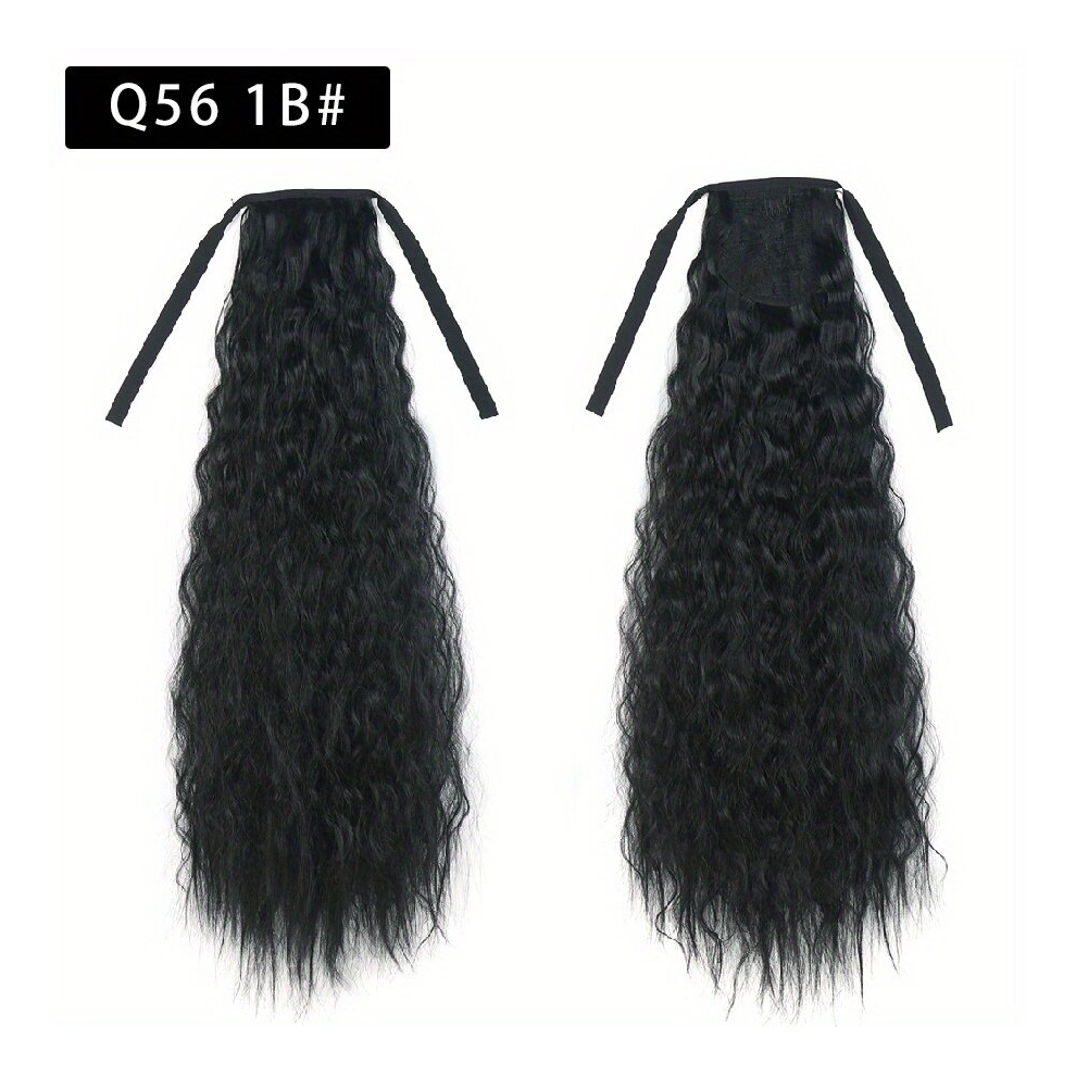 Long Corn Wavy Ponytail Extensions With Hair Tie Wrap Around Clip In Water Wave Ponytail Extensions Synthetic Hair Extensions For Women 55 88 Cm