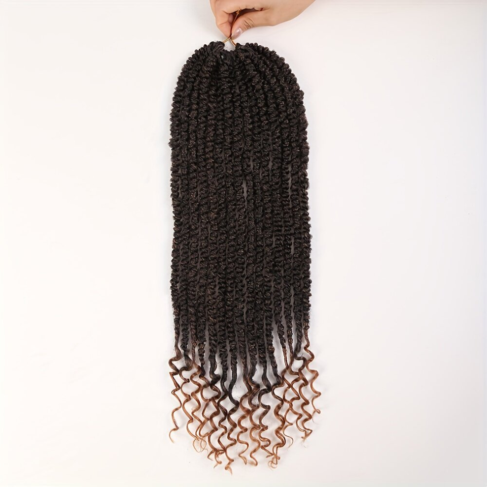 Unisex Multicoloured 15 Strands 1 Pack Passion Twist Crochet Hair Synthetic Hair Crochet Pretwisted Curly Hair Passion Twists Synthetic Braiding Hair Extensions For Women