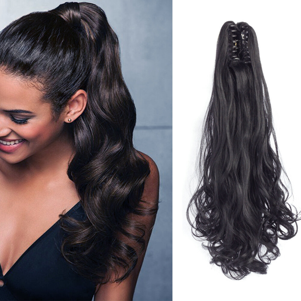Ponytail Extension Claw Curly Wavy Straight Clip In Hairpiece One Piece Synthetic Claw Ponytail Extensions 55 88 Cm Natural Wavy Ponytail With Claw