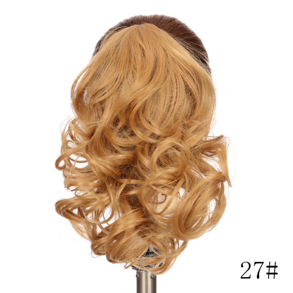 Unisex Multicoloured Heat Resistant Short Curly Claw Clip In Ponytail Hair Extension Wig For Women Natural Looking Synthetic Fiber Ponytail Hair Extension For Stylish And
