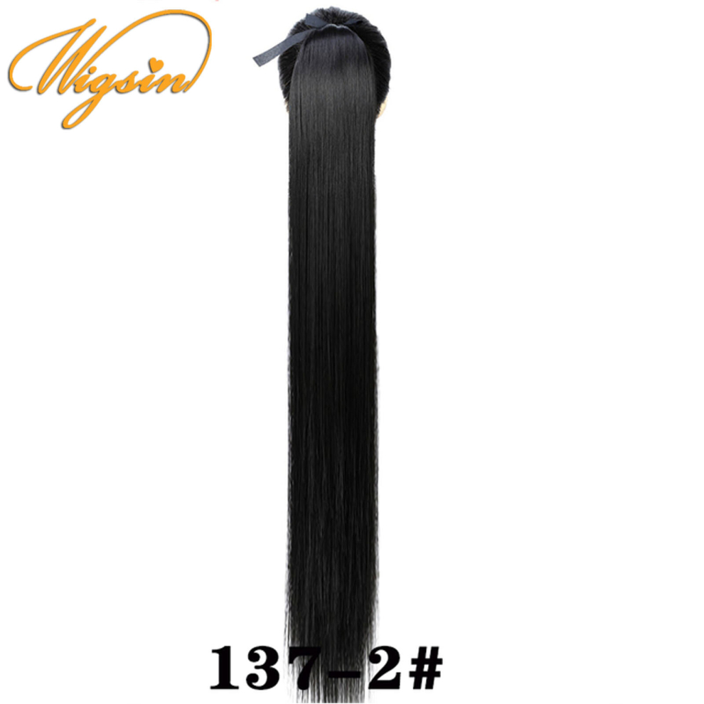 Unisex Multicoloured Synthetic Ponytail Hairpieces Long Straight Blonde Drawstring Pony Tail Hair Extensions