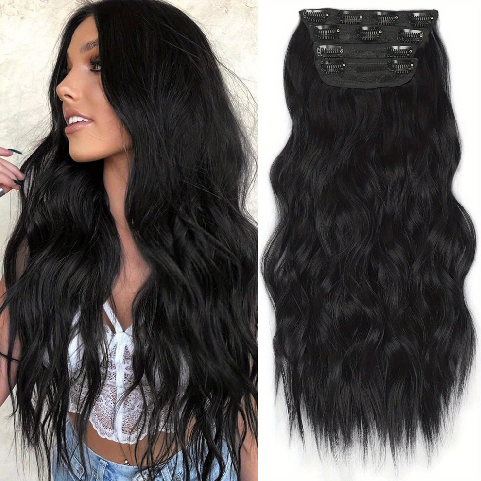 Unisex Multicoloured 50 8 Cm Synthetic Long Wavy Hair Extensions Clip In Curly Wavy Hair Extensions Ombre Honey Blonde Thick Hairpieces