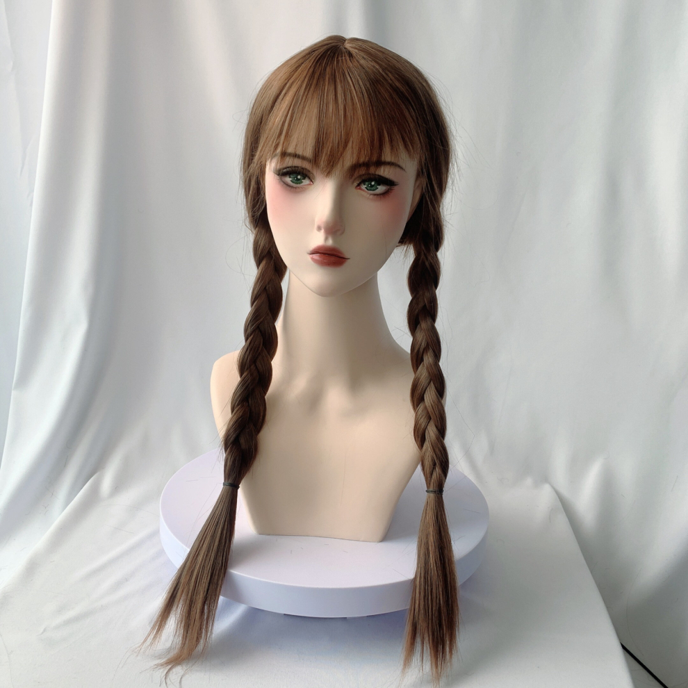 Unisex Multicoloured Costume Wig With Bangs Long Pigtails For Women Girls Movie Cosplay Wig For Halloween Party