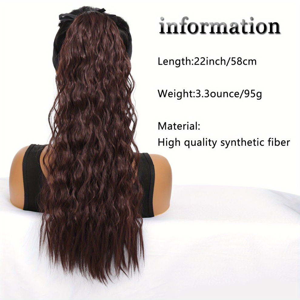 Unisex Multicoloured Long Curly Synthetic Clip In Hair Extensions Natural Looking For Daily Use 55 Corn Whisker Ponytail