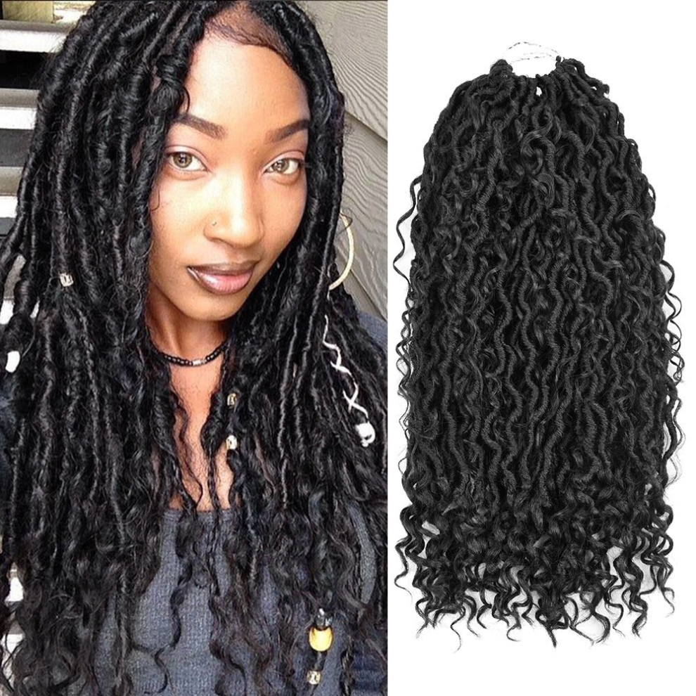 Unisex Multicoloured 20 Inch Curly Synthetic Locs Crochet Hair 20 Strands Pre Looped Braid Hair For Bulk Braiding And Faux Locs