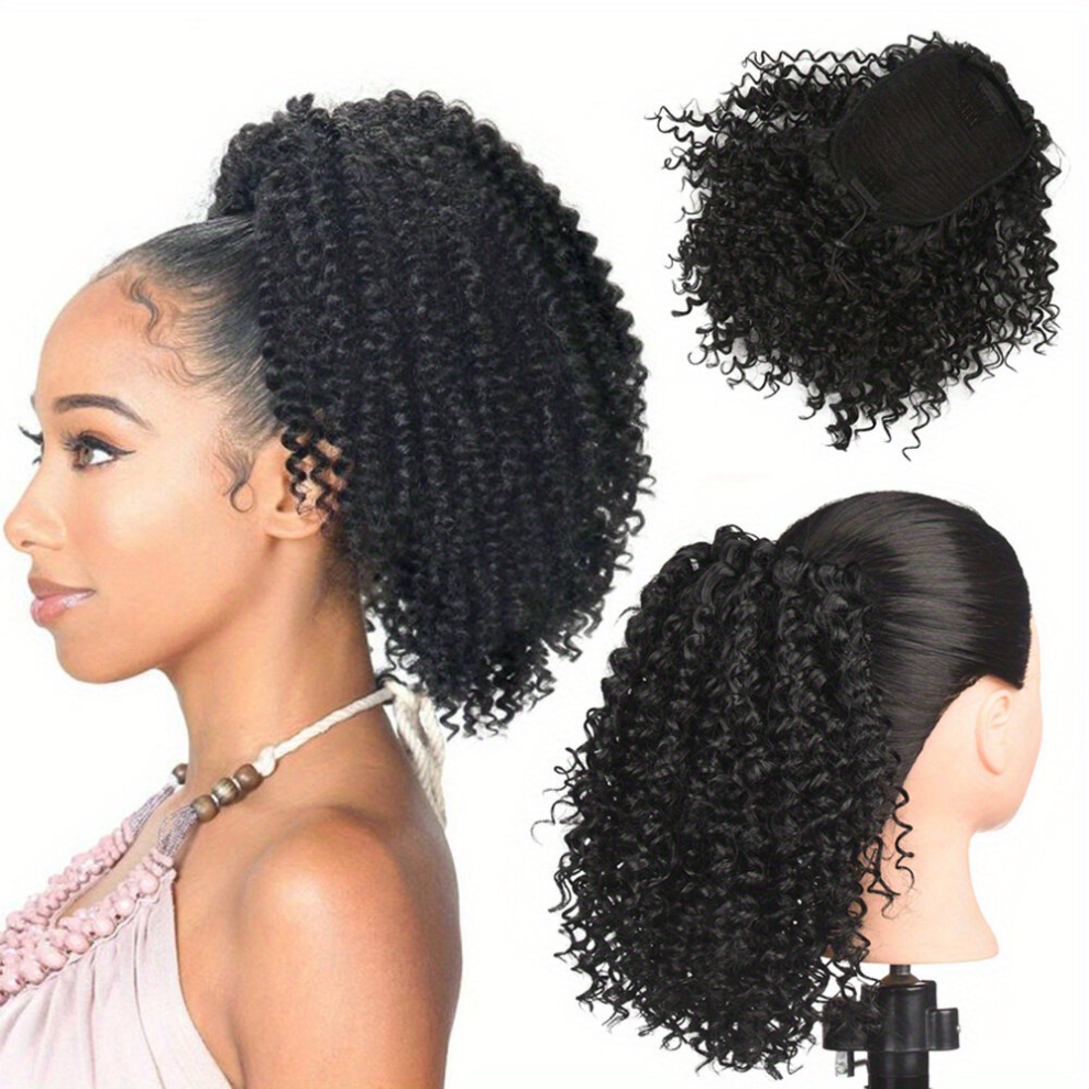 Synthetic Puff Afro Kinky Curly Hair Extensions Drawstring Kinky Curly Ponytail Extensions Wrap Around Clip In Ponytail Hair Extensions 20 32 Cm