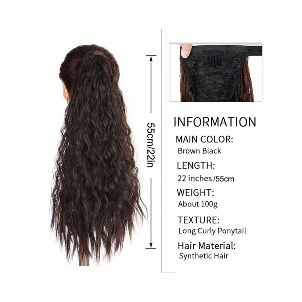 55 88 Cm Long Corn Wavy Ponytail Extenisons Wrap Around Ponytail Extensions Synthetic Hairpiece Clip In Hair Piece False Ponytail Extensions For Women