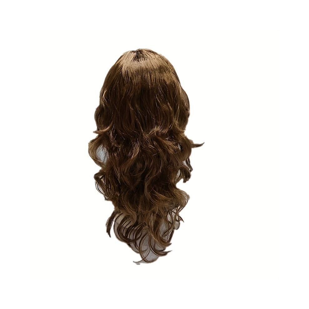 Costume Wigs Brown Long Wavy Synthetic Wig With Bangs Anime Cosplay Wig For Halloween Cosplay Party
