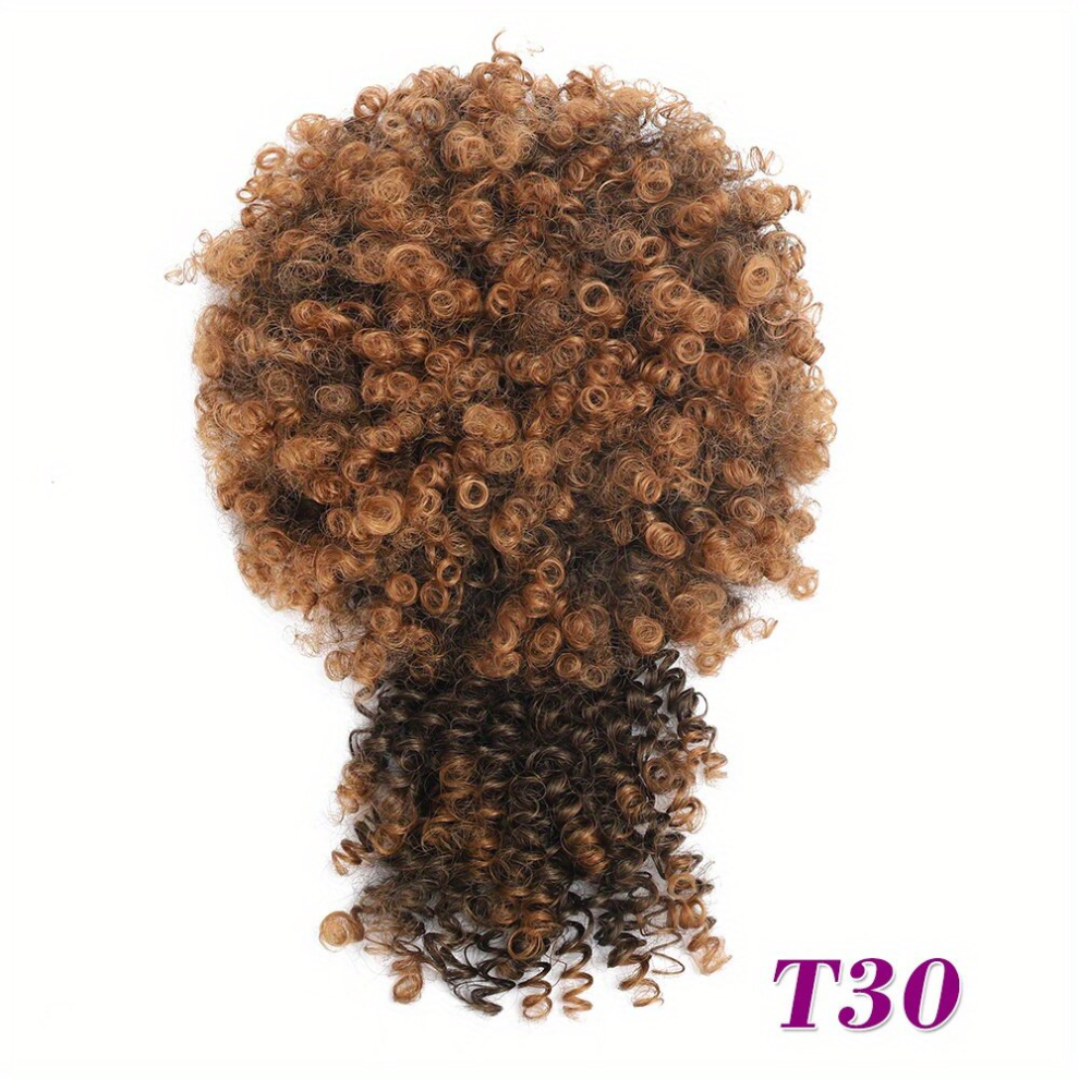 Unisex Multicoloured Synthetic Afro Puff Ponytail Extensions With Bangs Kinky Curly Hairpieces For Women And Girls Updo Hair Extensions For Short Hair Easy To Use And Styl
