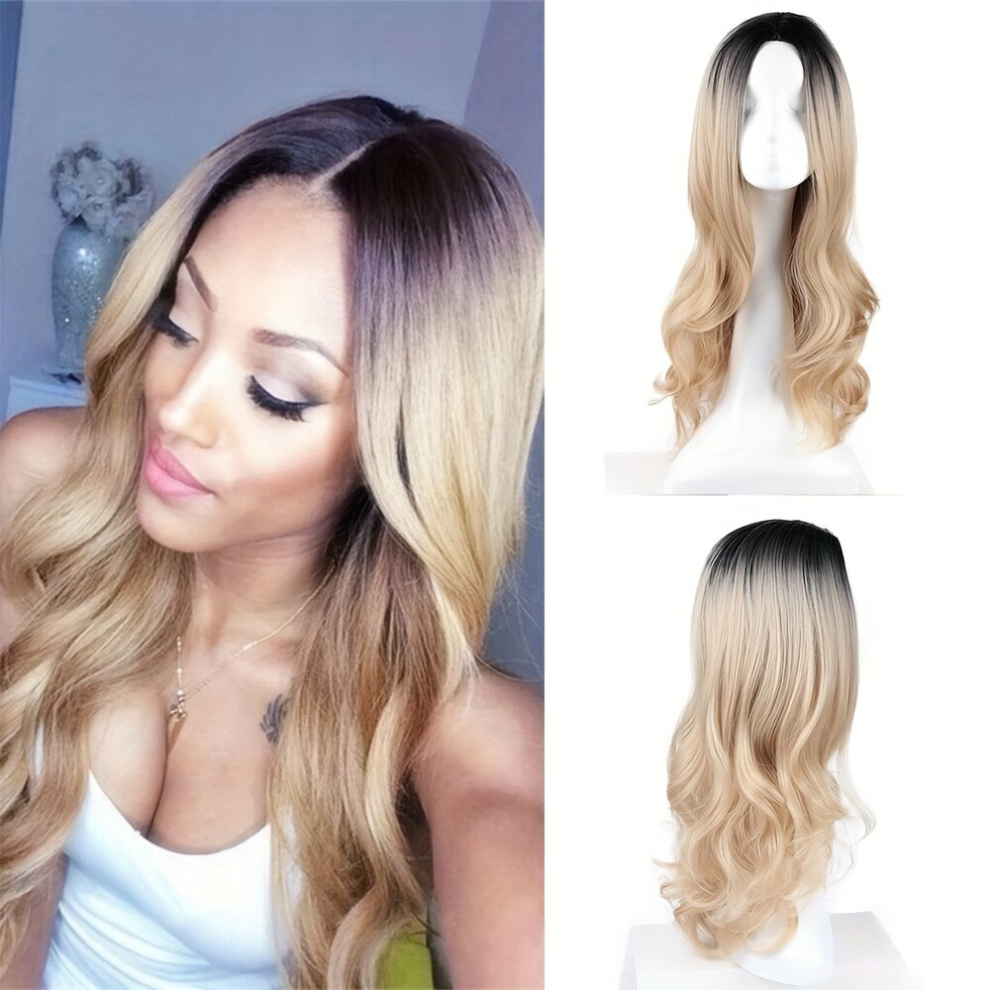 Long Body Wave Wigs Middle Part Ombre Wavy Hair 66 04 Cm Synthetic Wig Heat Resistant For Women Girls Cosplay Halloween Party Lolita Natural Daily Hai