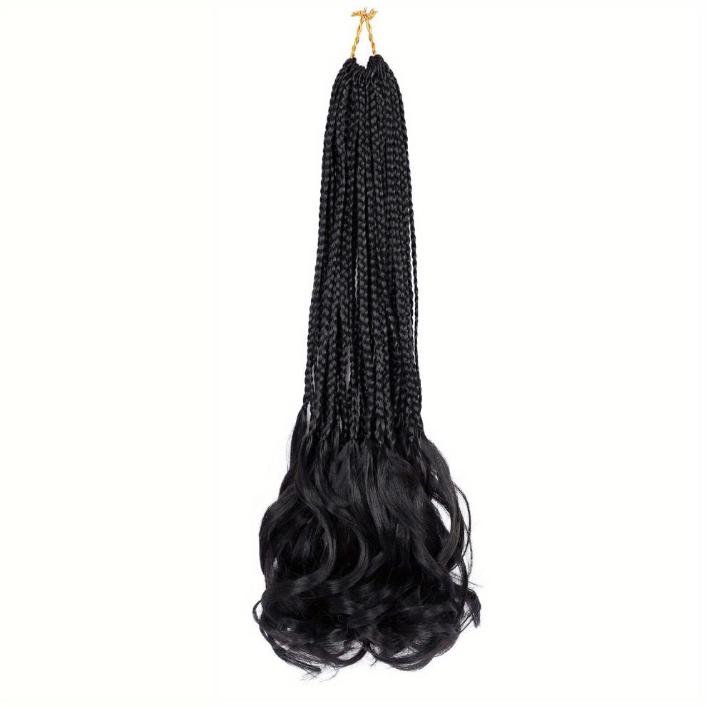 16 Strands Curly Wavy End Crochet Braid Hair Extensions Box Braided Tape Synthetic Hair Wig with Curl Braided Hair