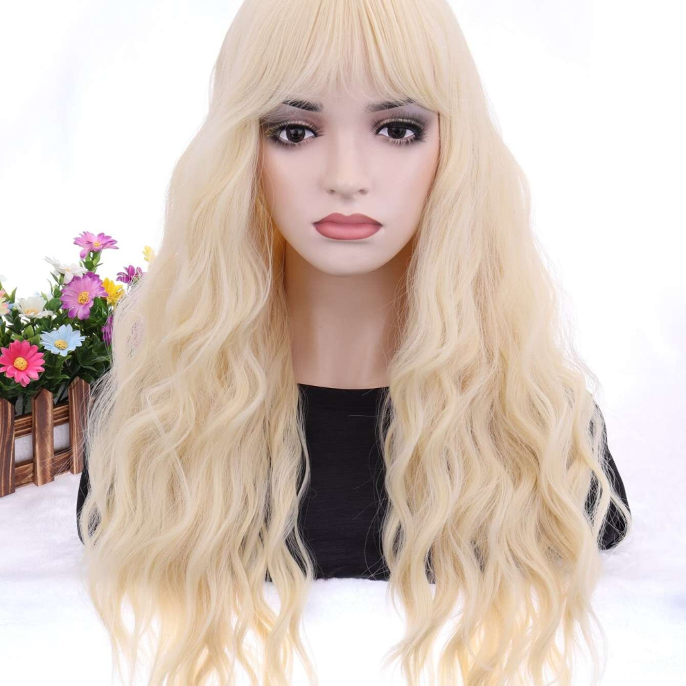 Unisex Multicoloured Costume Wigs Long Curly Wavy Synthetic Wig With Bangs Anime Cosplay Wig For Halloween Cosplay Party