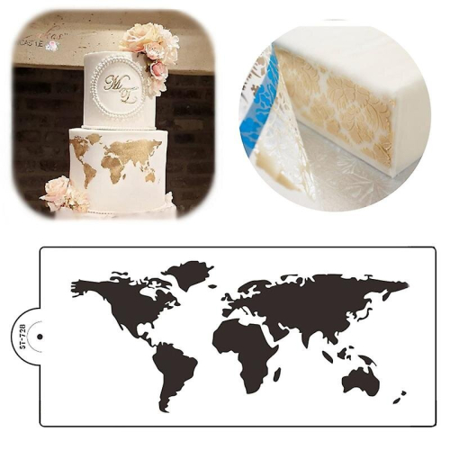 Cake Stencil World Map Pattern Bakeware Pet Cookies Fondant Cutting Die For Bakery 2
