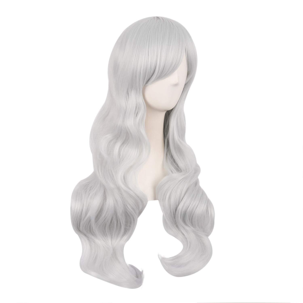 Unisex White Costume Wigs Colorful Long Curly Wig Synthetic Wig With Bangs Cosplay Wig For Halloween Cosplay Party