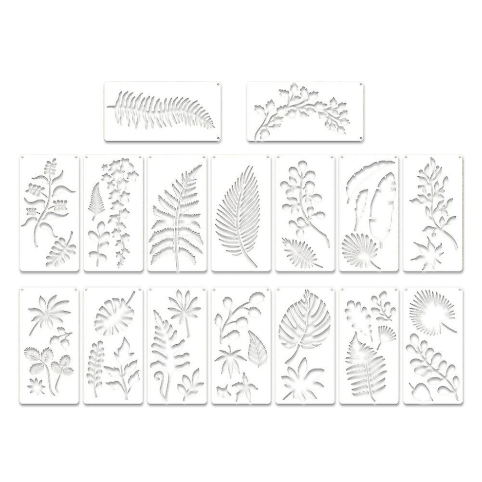 16 Pieces Leaves Stencil Reusable Sheet Painting Stencil Sheet Wall Stencil Leaf Pattern Template T 9317312031358