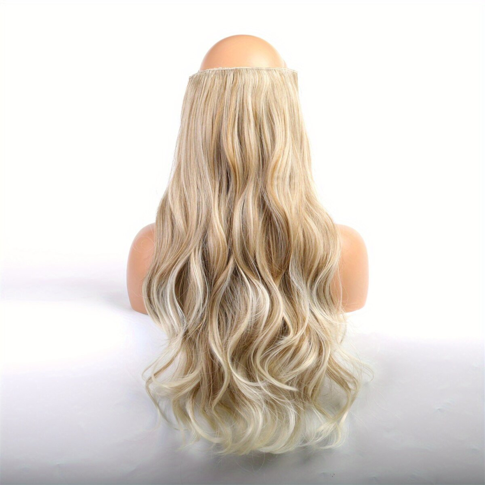 Unisex Multicoloured 4Clips Long Wavy Hair Pieces Synthetic Fishing Line Hair Extensions Natural Looking For Daily Use