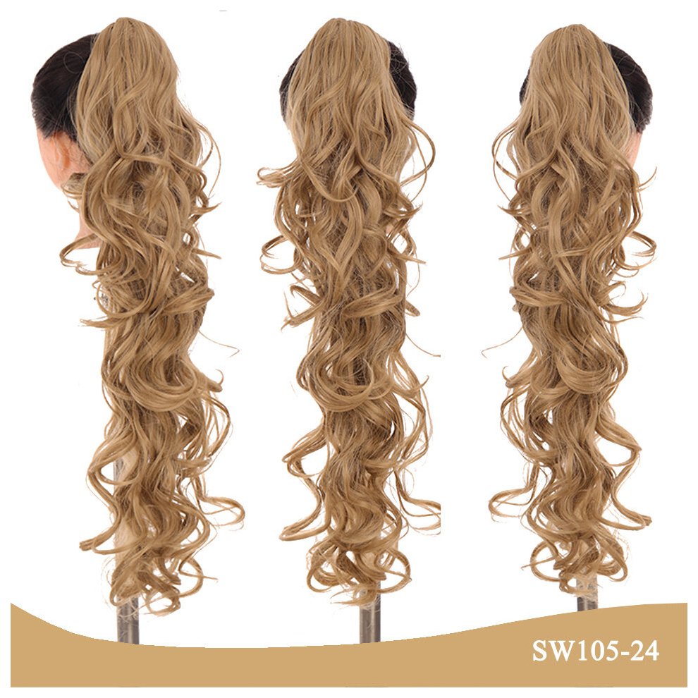 Unisex Multicoloured Synthetic Long Curly Wavy Ponytail Extensions With Claw Clip Natural Looking Ponytail Hairpiece Hair Extensions