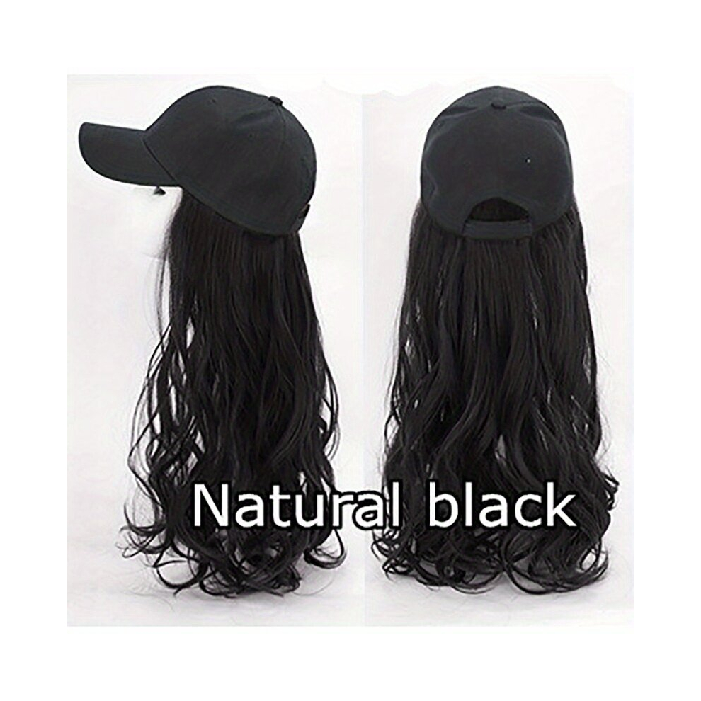 Hat Wigs 45 72 Cm Long Curly Wavy Hair Wigs With Baseball Cap Attached Adjustable Hair Wigs With Synthetic Fiber Curly Wavy Hair Wigs For Women