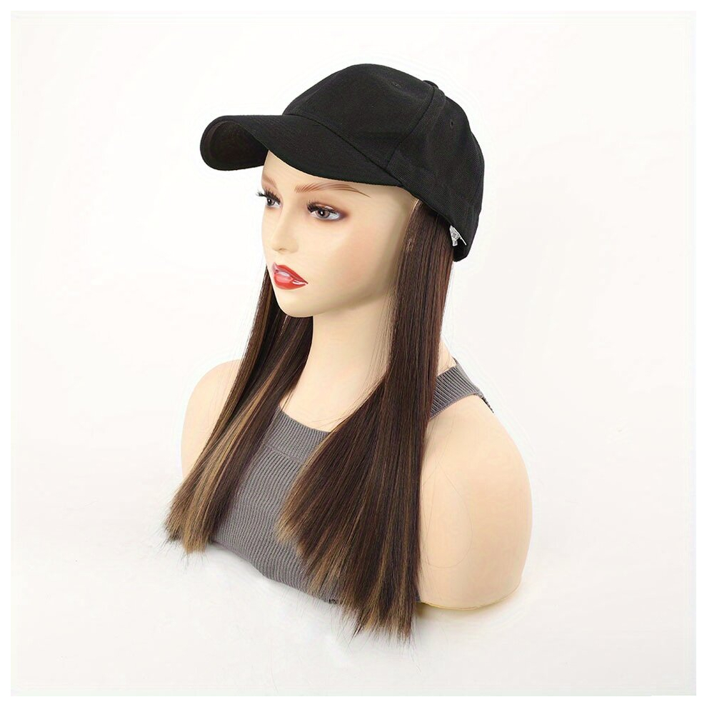 Hat Wig Long Straight Wig Synthetic Wig Beginners Friendly Heat Resistant Natural Looking For Daily Use