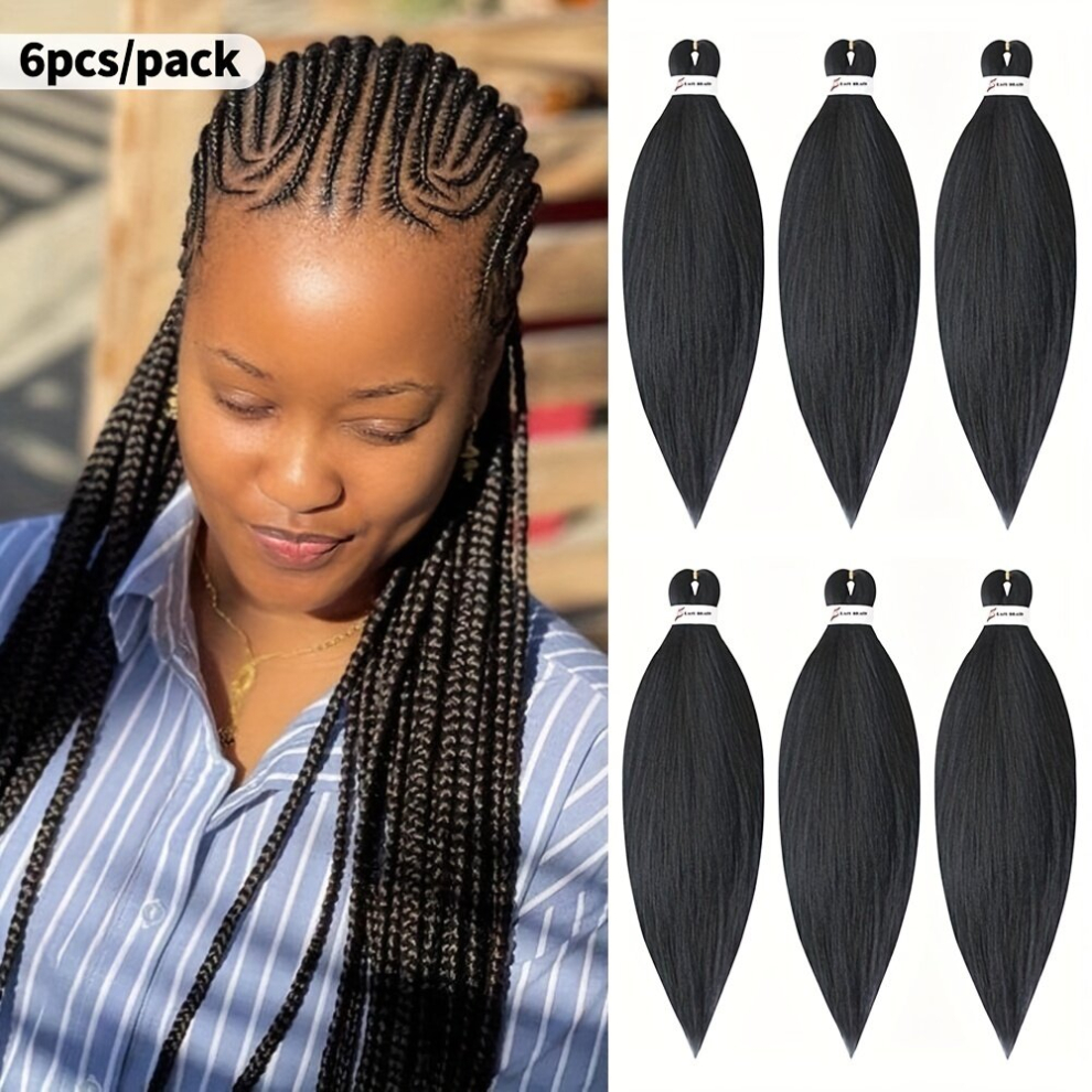 6pcs set Long Straight Synthetic Crochet Hair Extensions Fashionable For Daily Use Party Cosplay Halloween