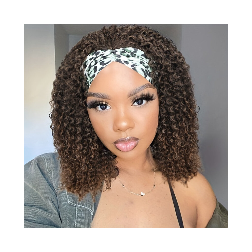 Unisex Multicoloured Headband Wig For Women Curly Wig Short Bob Wigs Kinky Curly Synthetic Wigs Wet And Wavy Wig 1B 30 16Inch