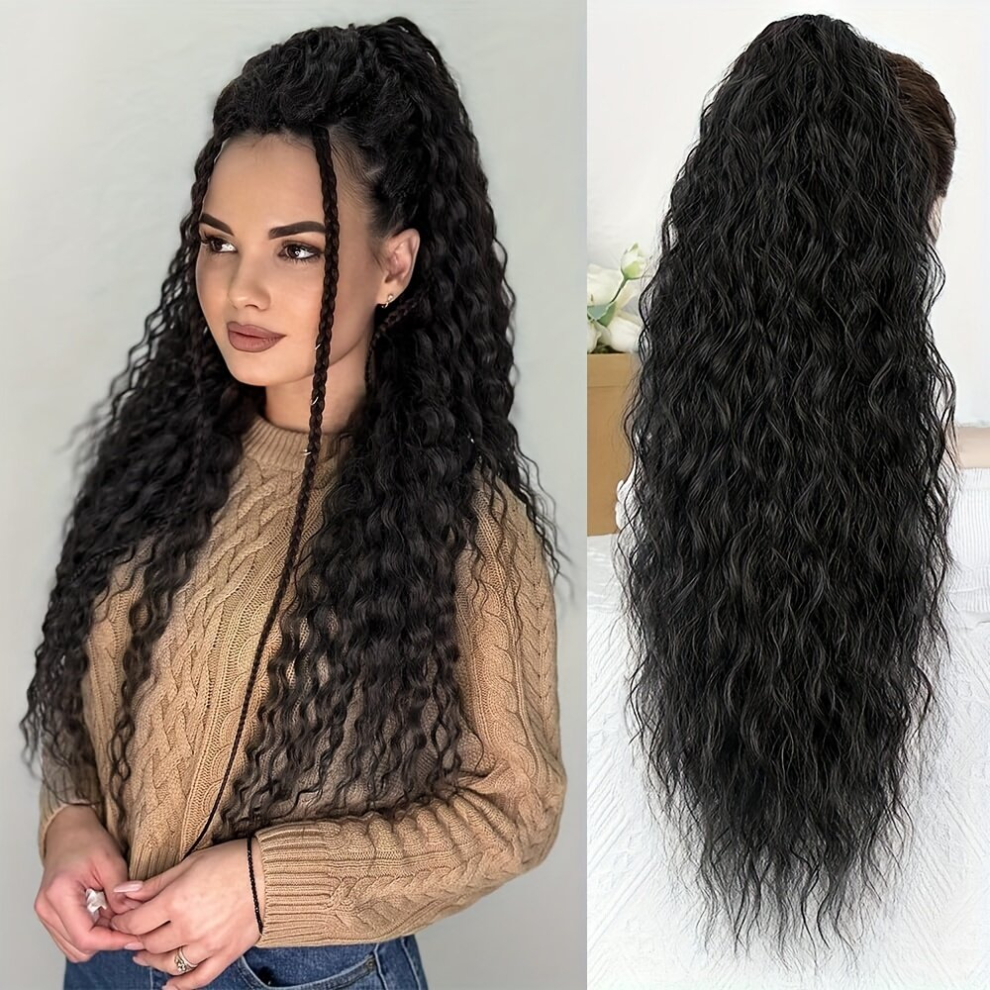 66 04 Cm Long Curly Wavy Drawstring Ponytail Extensions For Women Synthetic Long Curly Wavy Clip In Ponytail Hair Extensions For Daily Party Use