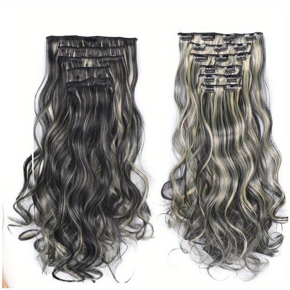 6pcs set Long Curly Wavy Hair Pieces Synthetic Clip In Hair Extensions Natural Looking For Daily Use