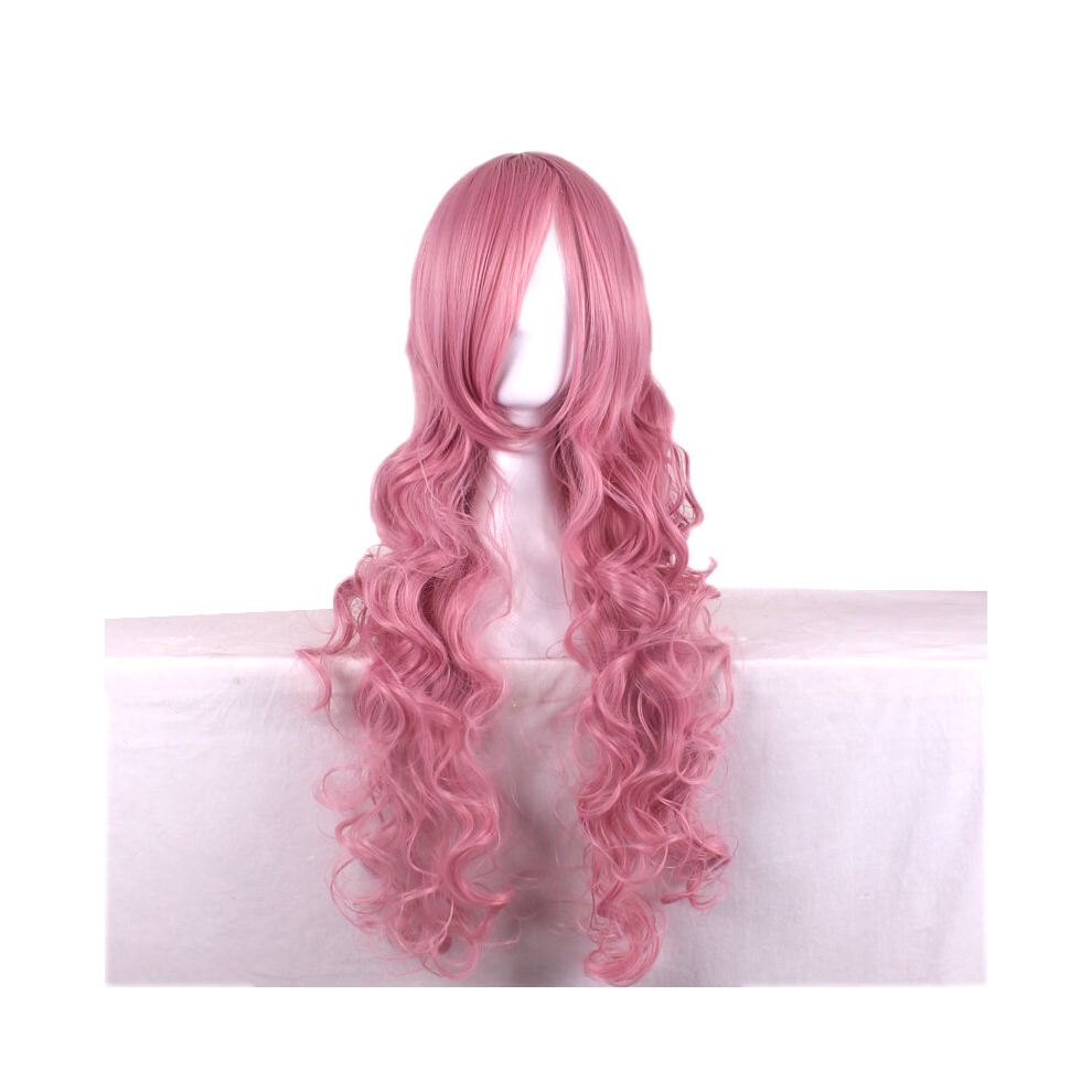 Unisex Orange Costume Wigs Long Curly Wig Synthetic Wig With Bangs Anime Cosplay Wig For Halloween Cosplay Party