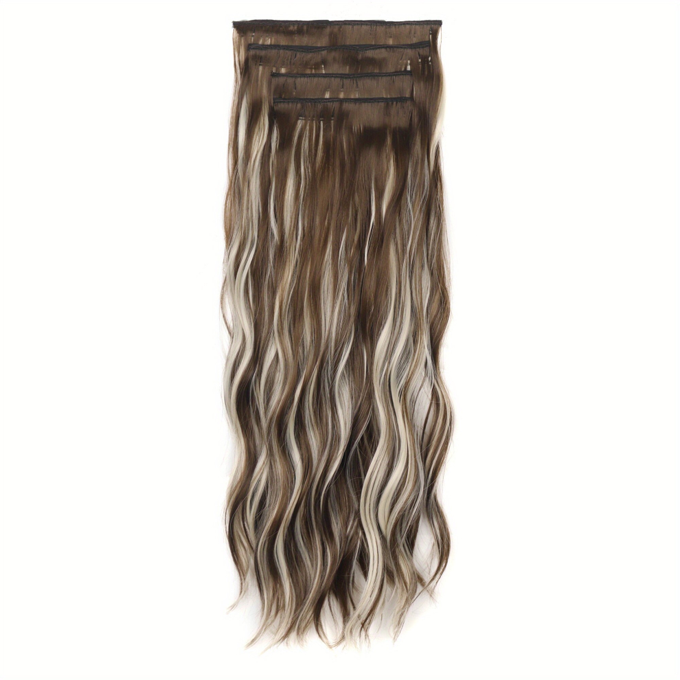 4pcs set Long Curly Clip in Hair Extensions for Daily Use Natural Looking Synthetic Hair Pieces