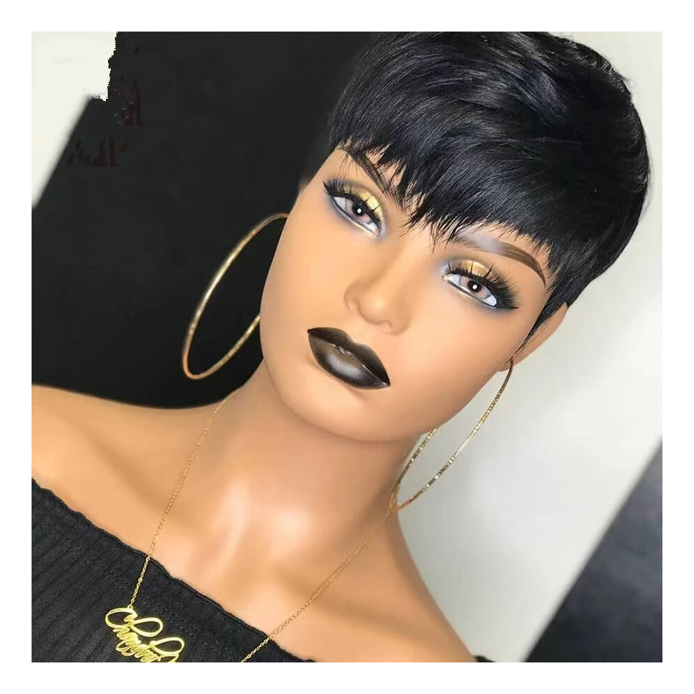Short Straight Pixie Cut Wig With Bangs Synthetic Wig Beginners Friendly Heat Resistant Costume Wig Blonde
