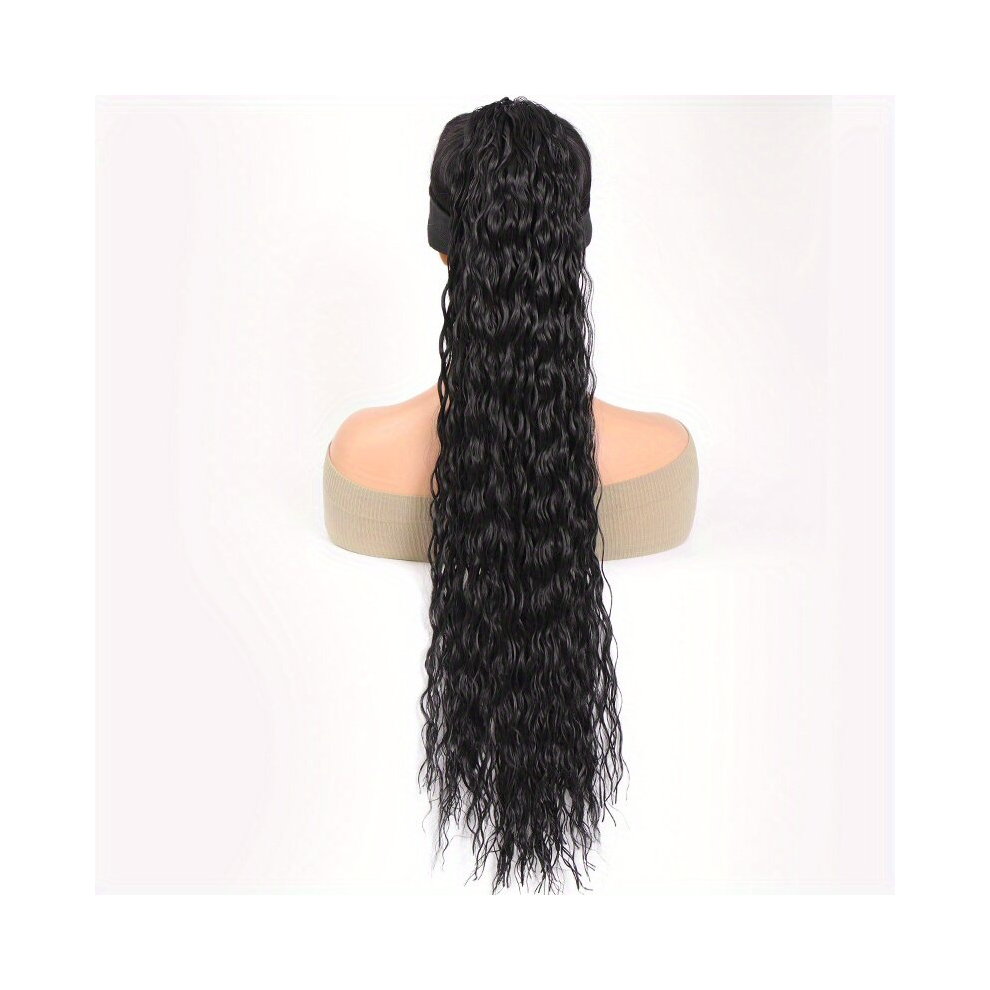 Synthetic Long Curly Ponytail Drawstring Ponytail Instant Noodles Roll Synthetic Clip In Hair Extensions